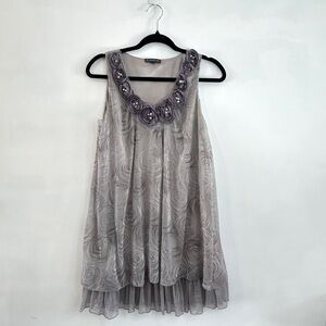 Adrianna Papell Silk Burnout Baby Doll Party Mini Dress